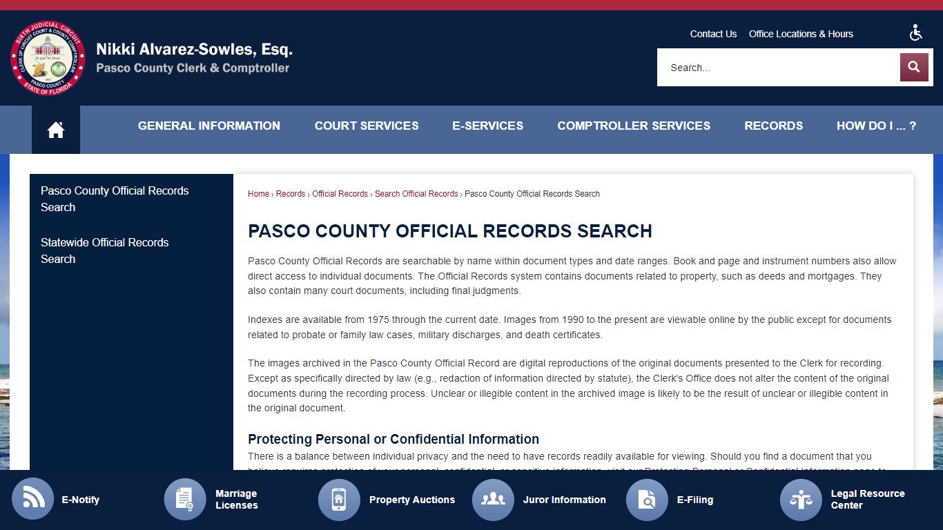 Pasco County Official Records Search | Pasco County Clerk, FL
