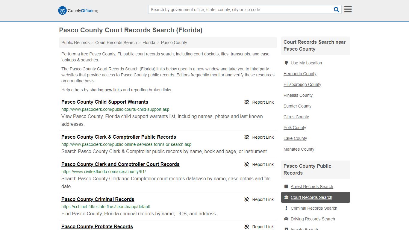 Pasco County Court Records Search (Florida) - County Office